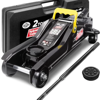 Image of Hydraulic Trolley Jack 2t Flat Lifting Height 85-330 mm Including Case Including Rubber Pad Car Trolley Jack - Deuba