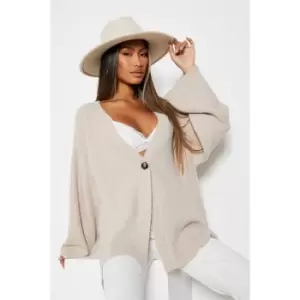 Image of I Saw It First Cosy Knit Oversized Cardigan - Brown