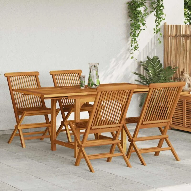 Image of VIDAXL 5 Piece Garden Dining Set Solid Teak Wood Vidaxl 8720286227299