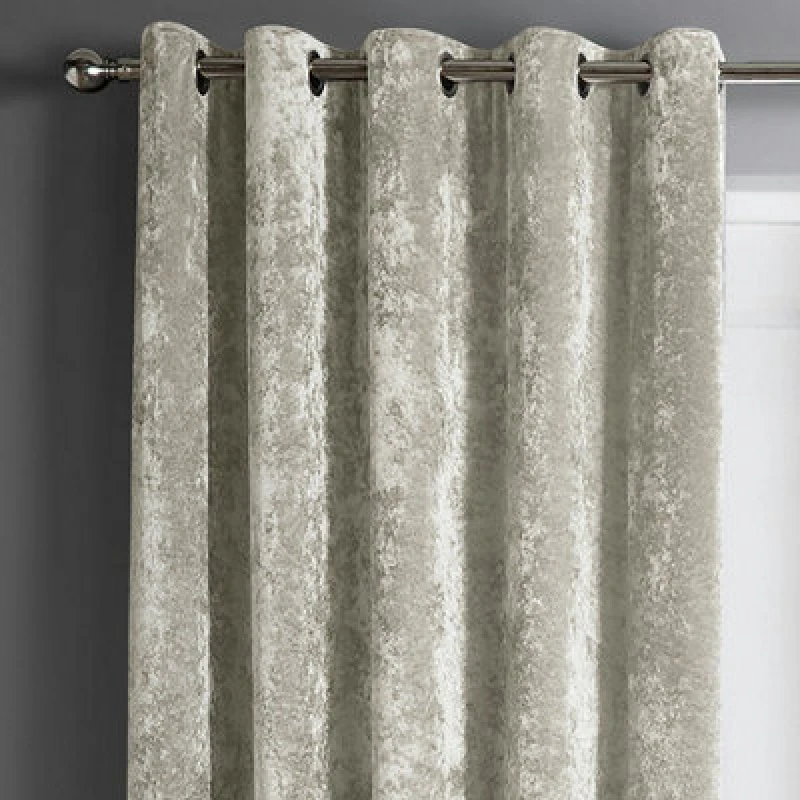 Image of Intimates Crushed Velvet Ready Made Eyelet Curtains - Natural