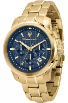 Image of Gents Maserati Successo Ext 44mm Chr Blue Dial Bracelet Yg Watch