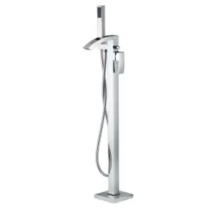 Image of Chrome Freestanding Bath Shower Mixer Tap - Wave