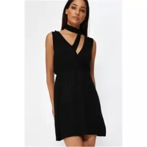 Image of I Saw It First Jersey Swing Dress With Choker - Black