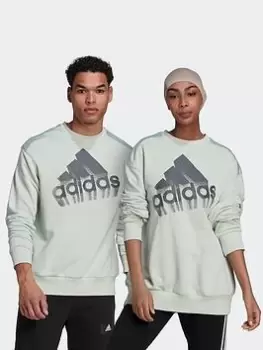 Image of adidas Essentials Brand Love French Terry Sweatshirt (gender Neutral), Green, Size L, Men