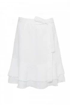 Image of Great Plains Cotton Linen Frill Skirt Optic White