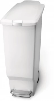 Image of simplehuman 40L Slim Plastic Pedal Bin White