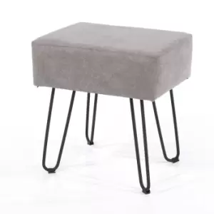 Image of Core Products Grey Fabric Rectangular Stool With Black Metal Legs