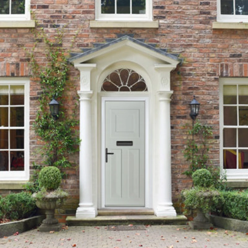 Image of Lacerta Composite Door Eaton Solid Agate Grey 920mm X 2090mm Open In Right Hand No Glass 10 Year Guarantee - Free Delivery & Smart Lock