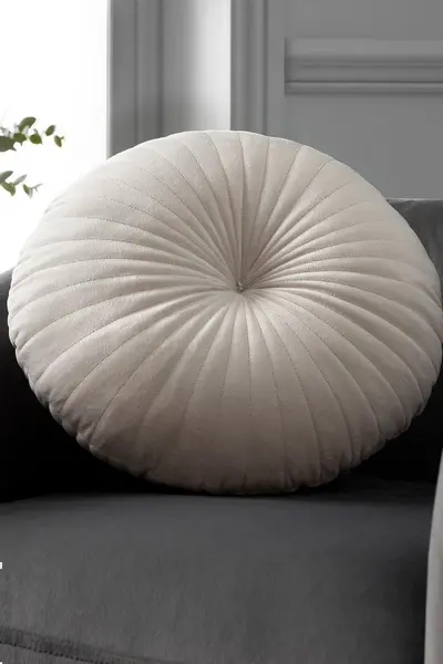 Image of Catherine Lansfield 'Round' Cushion Natural