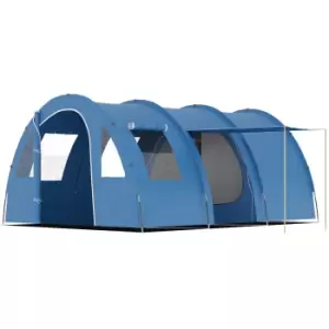Image of Outsunny 5-6 Man Tunnel Tent, Two Room Camping Tent with Sewn-In Floor, 2 Doors and Carry Bag, 2000mm Water Column for Fishing, Hiking, Sports