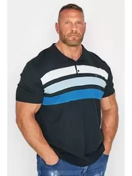 Image of BadRhino Stripe Knitted Polo Shirt - Blue Size M, Men