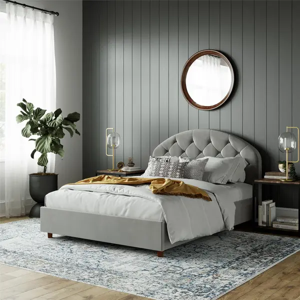 Image of Aspen Velvet Upholstered Bed Frame Grey