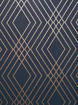 Image of Fine Decor Fine Decor Shard Trellis Navy & Gold Wallpaper
