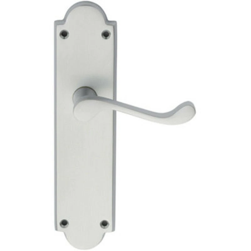 Image of Loops PAIR Victorian Scroll Handle on Latch Backplate 205 x 49mm Satin Chrome Multi