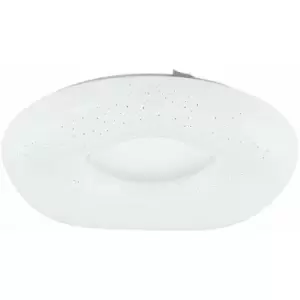 Image of Loops - Flush Ceiling Light White Shade White Silver Plastic With Crystal Effect LED 18W