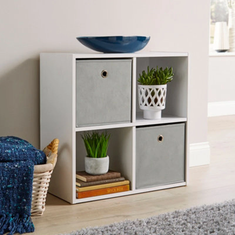 Image of Home Source Cube 2X2 Storage Shelf Unit White