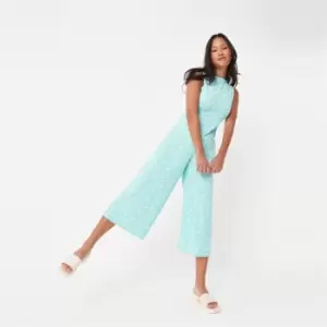 Image of Missguided Neck Culotte Ditsy Floral - Blue