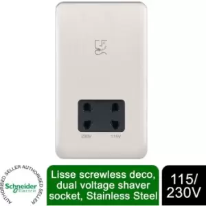 Image of Schneider Electric - Schneider Lisse Shaver Socket Dual Voltage 115/230V GGBL7090BSSS Stainless Steel