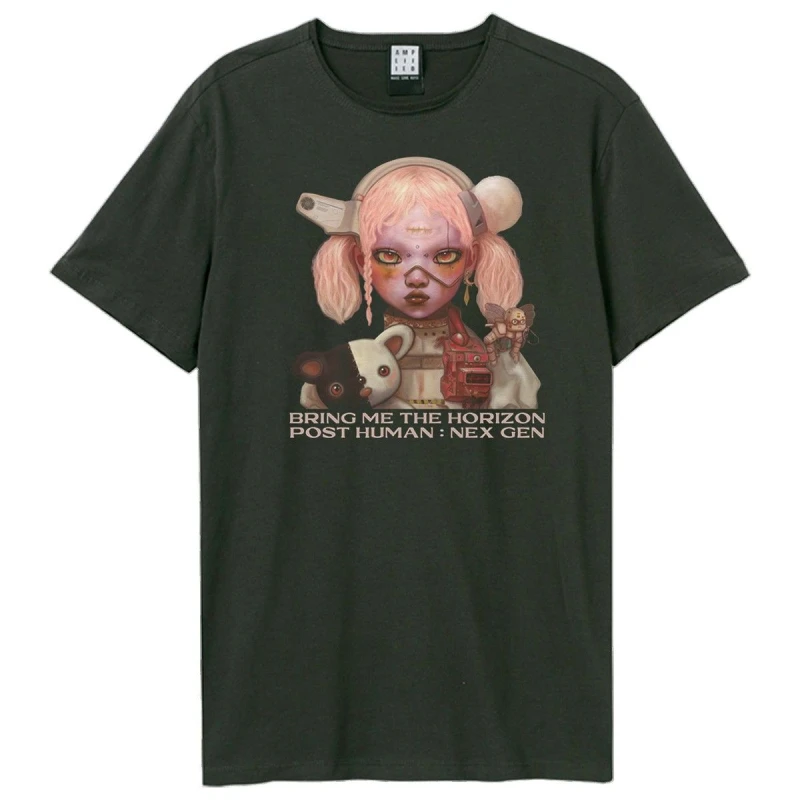 Image of Amplified Amplified Men Nex Gen Album Cover Bring Me The Horizon T-Shirt in Charcoal Size: Small Charcoal S Male 5063470409648