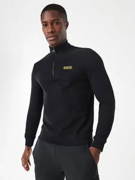 Image of Barbour International International Essential Logo 1/4 Zip Sweat Top - Black Size S, Men Black QPK6F Male S