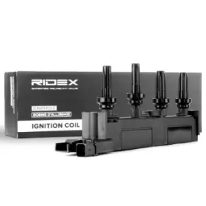 Image of RIDEX Ignition coil 689C0037 Coil pack,Ignition coil pack FIAT,PEUGEOT,CITROEN,Ulysse (179_),Scudo Kastenwagen (220_),Scudo Kombi (220_),ULYSSE (220)