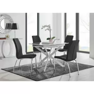 Image of Furniture Box LIRA 100 Extending Dining Table and 4 Black Isco Chairs