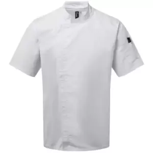 Image of Premier Unisex Adults Chefs Zip-Close Short Sleeve Jacket (L) (White) - White