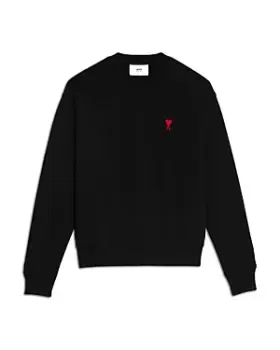 Image of Ami Small Adc Organic Cotton Logo Embroidered Crewneck Sweatshirt