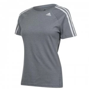 Image of adidas 3 Stripe T Shirt Ladies - Grey/White