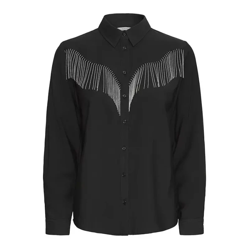 Image of b.Young Womens long-sleeved shirt with decoration b.young Himaja Noir Female 40