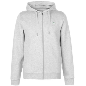 Image of Lacoste Logo Zip Hoodie - Grey