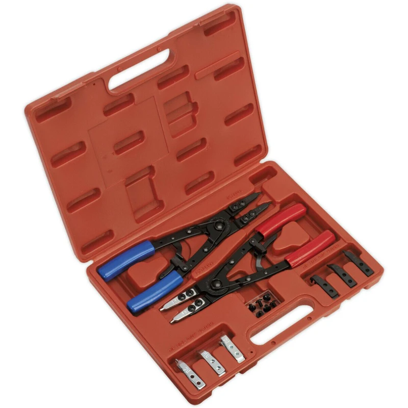 Image of Loops 265mm Heavy Duty Circlip Pliers Set - Internal & External - 50mm Max Spread Multi