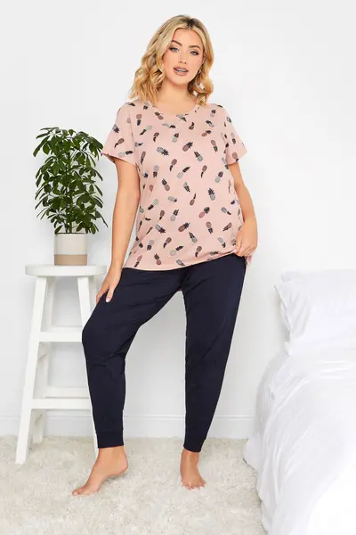 Image of Yours Printed Pyjama Set Pink
