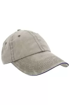 Image of Washed Fine Line Cotton Baseball Cap With Sandwich Peak