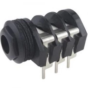 Image of 6.35mm audio jack Socket horizontal mount Number of pins 3 Stereo Black Cliff CL1332A