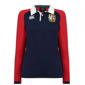 Image of Canterbury British and Irish Lions Long Sleeve Rugby Shirt Ladies - Navy/Red