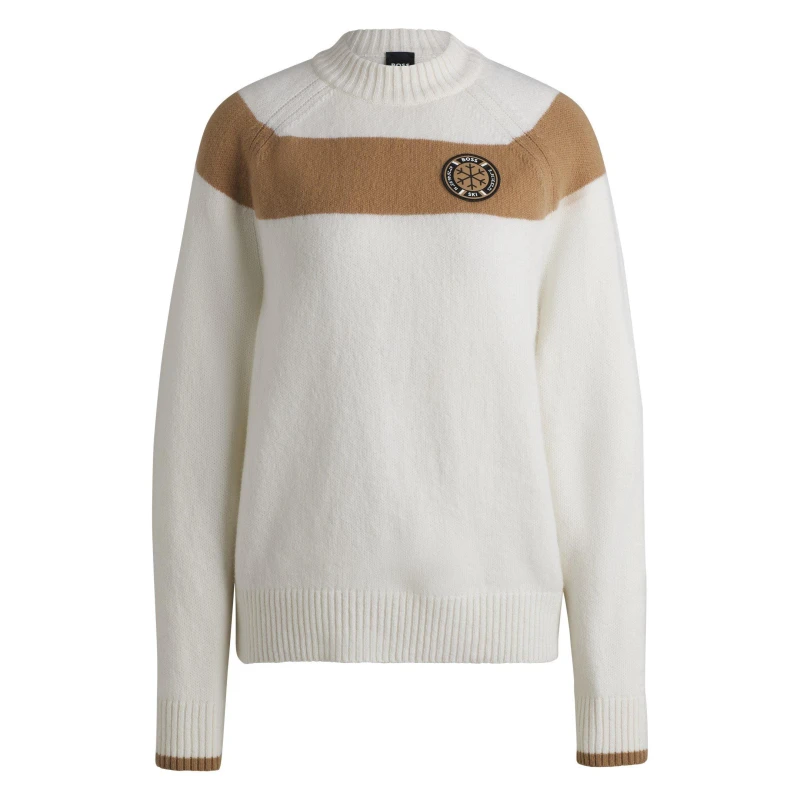 Image of Boss Womens Lightweight Knitted Tailored Fit Top Open White female 12 (M)