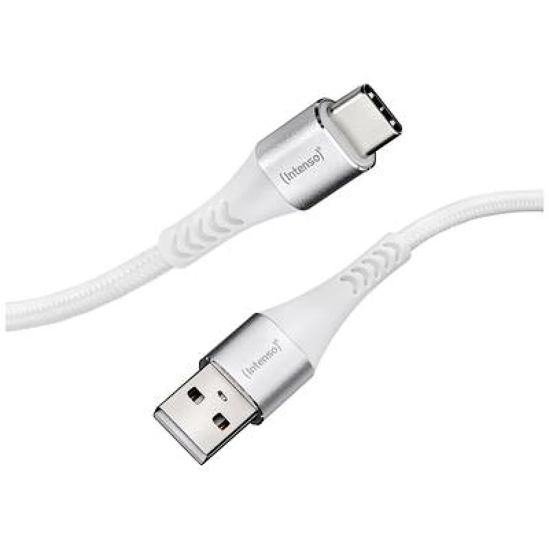 Image of Intenso Intenso USB cable USB 2.0 USB-A plug, USB-C plug 1.50 m White Fabric sleeve 7901102 7901102