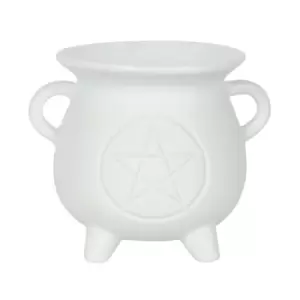 Image of White Pentagram Cauldron Oil Burner
