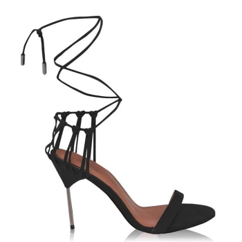 Image of Reiss Zhane Satin Strap Heeled Sandals - Black