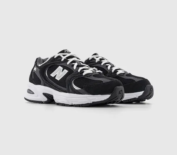 Image of New Balance Black With Magnet And Silver Metallic 530 Trainers