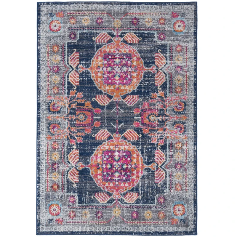 Image of THE RUGS Marrakech Multicolour Distressed Large Area Rug & Runner Living Room 400 Size: 200cm x 290cm Multicolor Unisex 200cm x 290 cm