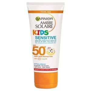 Image of Ambre Solaire Kids Sensitive Sun Cream SPF50+ 50ml Travel