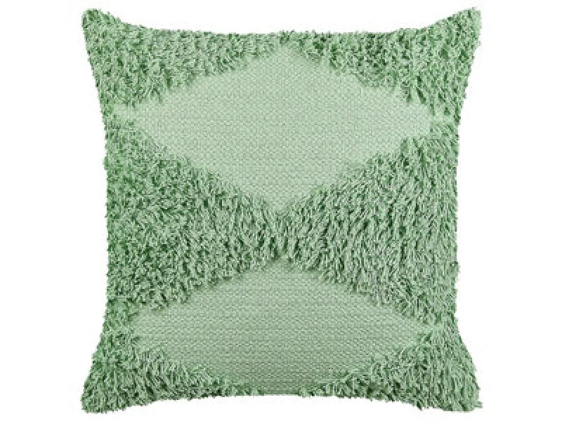 Image of Beliani Throw Cushion Rhoeo Cotton 45 X 45cm Light Green