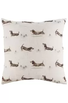 Image of Oakwood Dog Repeat Hand-Painted Printed Cushion