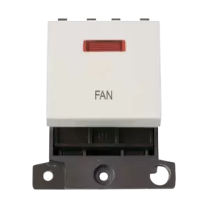 Image of Click Scolmore MiniGrid 20A Double-Pole Ingot & Neon Fan Switch White - MD023PW-FN