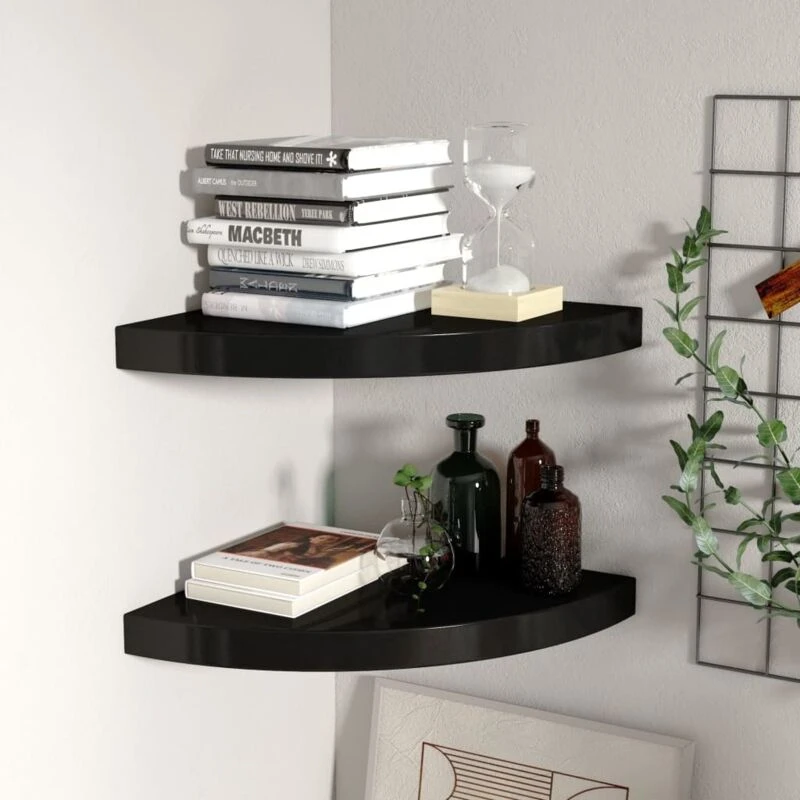 Image of VIDAXL Vidaxl - Floating Corner Shelves 2 pcs Black 35x35x3.8cm mdf 8720286075517