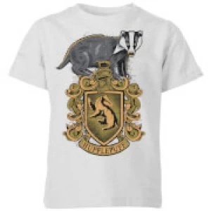 Image of Harry Potter Hufflepuff Drawn Crest Kids T-Shirt - Grey - 7-8 Years
