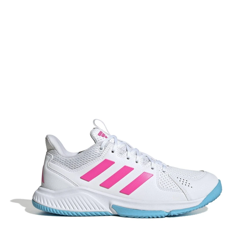 Image of adidas Court Flight Indoor Shoes Womens White/Pink female 10 (44.7)