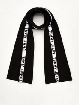 Image of Tommy Jeans Logo Tape Scarf - Black
